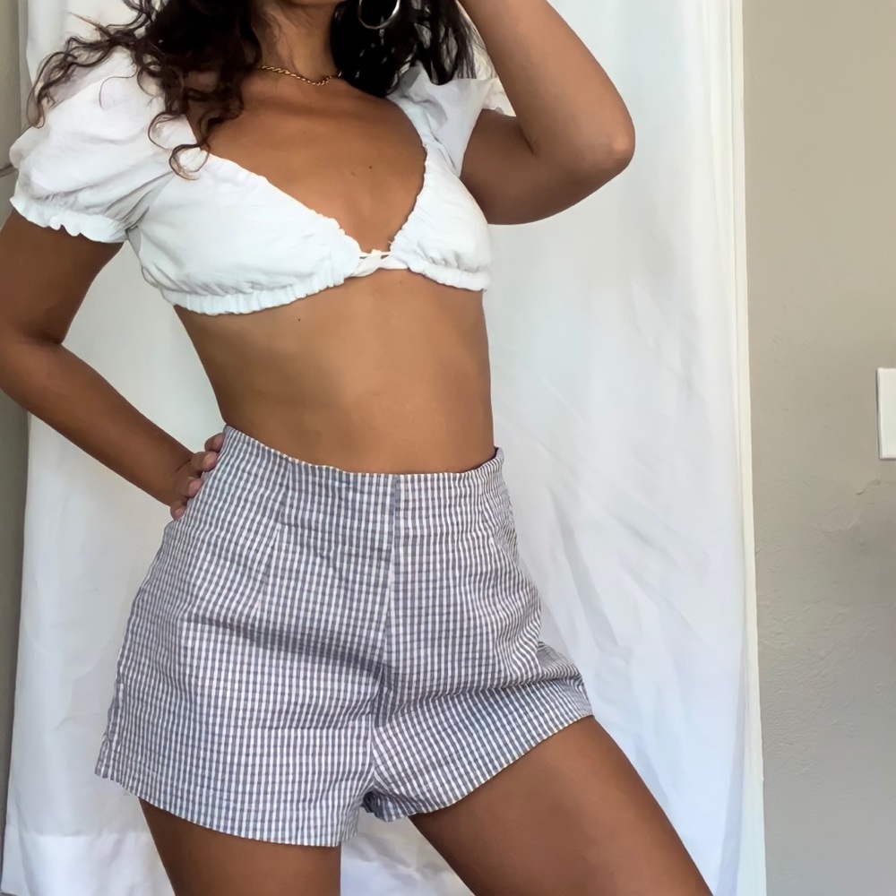 Urban Outfitters Ultra High Waisted Plaid Back Zipper Pocketless Short Shorts